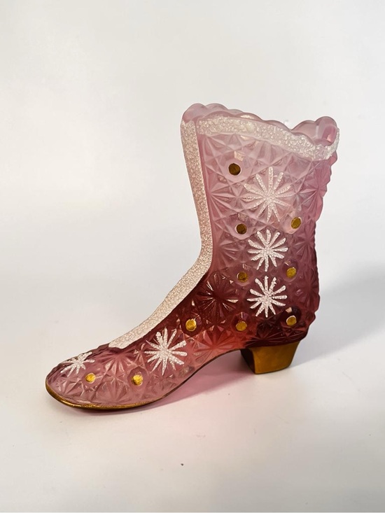 Fenton Other - Fenton 95th Anniversary Satin Glass Shoe – Snowflake Daisy & Button Boot